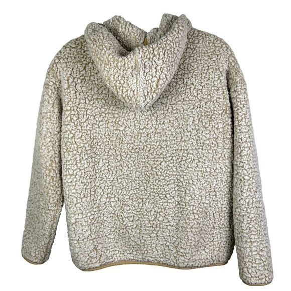 Eddie Bauer Quarter Zip Blue Sherpa Fleece Pullover Hoodie Sweatshirt Beige M - Picture 6 of 9